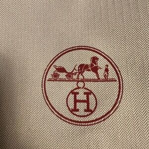 Hermes Bag with Soft Blue Interior and Orange Label